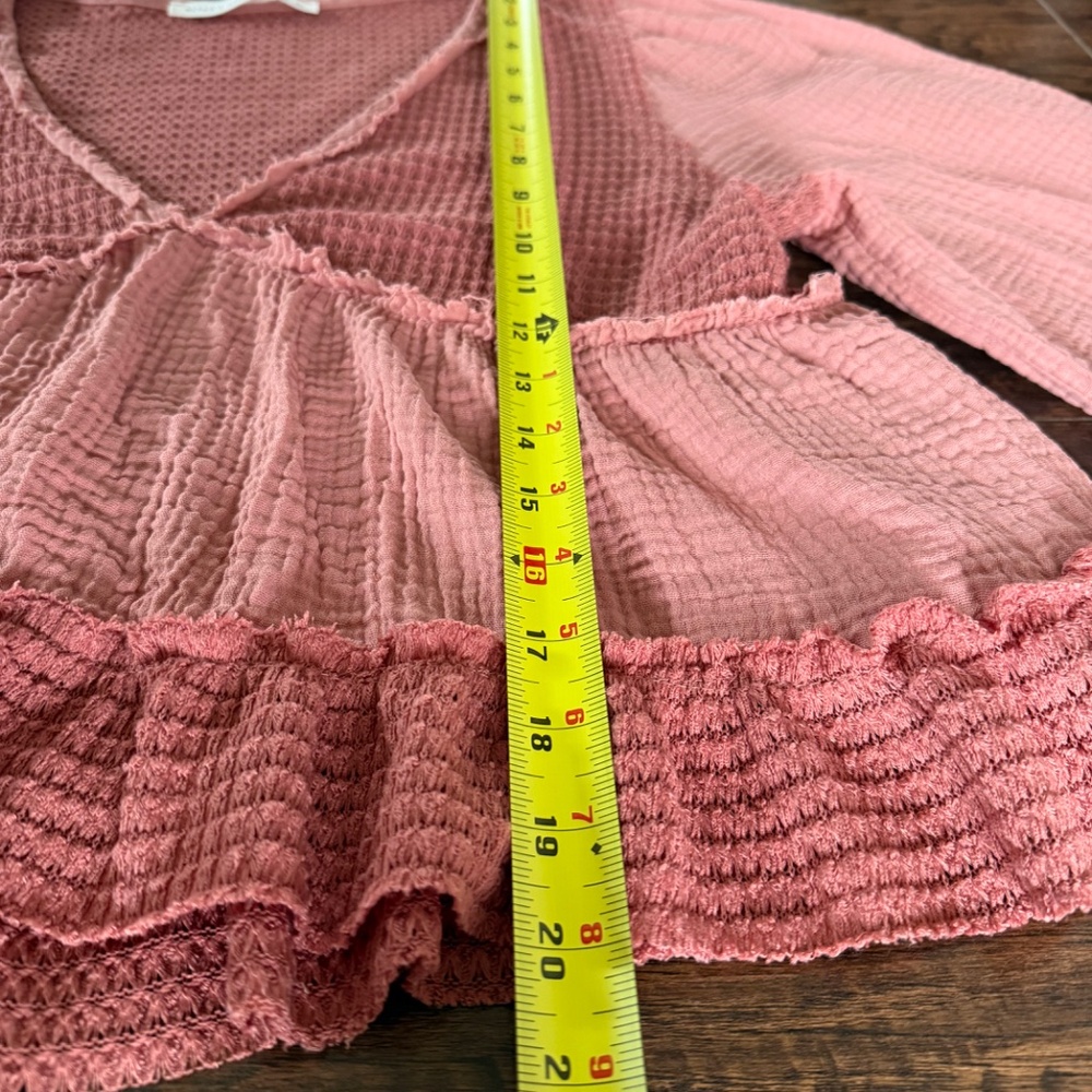 Altar'd State Pink Patchwork Textured V-Neck Blouse - Picture 6 of 10